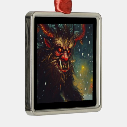 Ornement Carré Argenté Noël Krampus 4 (Droite)