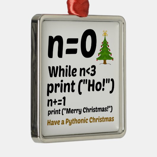 Ornement Carré Argenté Noël pythonique (Droite)