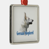 Ornement Carré Argenté Nom du berger allemand blanc (Droite)