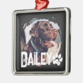 Ornement Carré Argenté Nom et photo du groupe Cool moderne simple de l'an (Gauche)