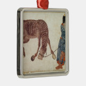 Ornement Carré Argenté Nomade mongol prenant son cheval à l'eau (Droite)