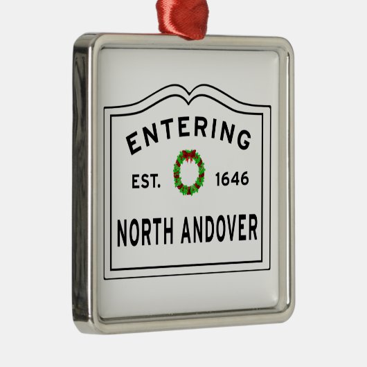 Ornement Carré Argenté North Andover, MA Holiday Wreath (Droite)