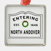 Ornement Carré Argenté North Andover, MA Holiday Wreath (Devant)
