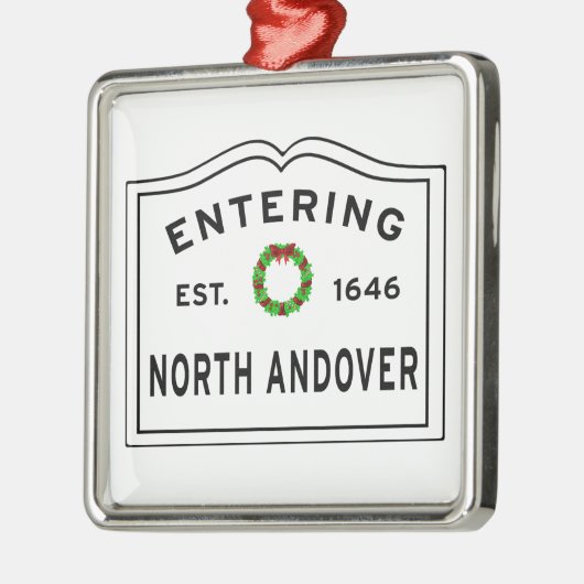 Ornement Carré Argenté North Andover, MA Holiday Wreath (Gauche)