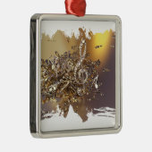 Ornement Carré Argenté Notes musicales treble clef and fa (Droite)