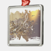 Ornement Carré Argenté Notes musicales treble clef and fa (Gauche)