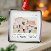 Ornement Carré Argenté Notre Premier Noël Dans Notre Nouvelle Maison Mode