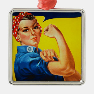 Ornement Carré Argenté Nous pouvons le faire Rosie le Riveter