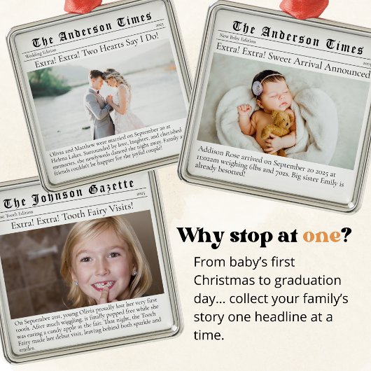 Ornement Carré Argenté Nouveau conducteur Premier Noël Journal personnali