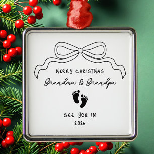 Ornement Carré Argenté Nouveau Faire-part bébé Noël