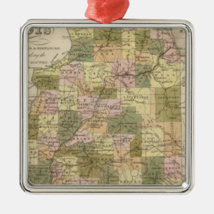 Ornement Carré Argenté Nouvelle carte de l'Illinois 2