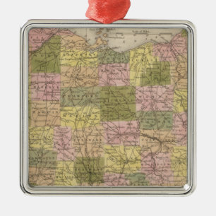 Ornement Carré Argenté Nouvelle Carte De L'Ohio