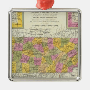 Ornement Carré Argenté Nouvelle carte du Tennessee