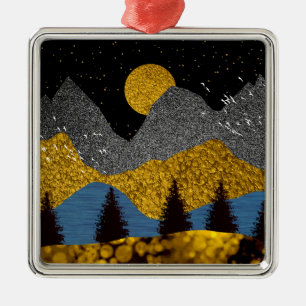 Ornement Carré Argenté Nuit dorée