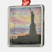 Ornement Carré Argenté NYC, nouvelle vue de YorkSunrise de statue de la (Gauche)