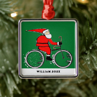 Ornement Carré Argenté Objet de collection de Noël pour cyclisme