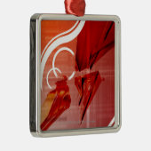 Ornement Carré Argenté Objets rouges avec les lignes blanches (Droite)