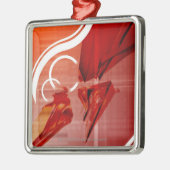 Ornement Carré Argenté Objets rouges avec les lignes blanches (Gauche)