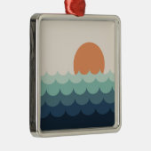 Ornement Carré Argenté Océan bleu intense au coucher du soleil (Droite)