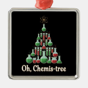 Ornement Carré Argenté Oh Arbre de Chimie Drôle de Science Chimie Noël