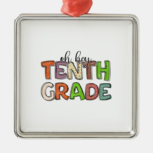 Ornement Carré Argenté Oh Hey 10e année (Devant)