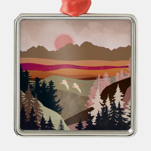 Ornement Carré Argenté Oie d'été (Devant)