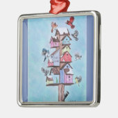 Ornement Carré Argenté oiseaux d'adirondack (Gauche)