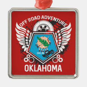 Ornement Carré Argenté Oklahoma Off Road Adventure 4x4 Trails Mudding