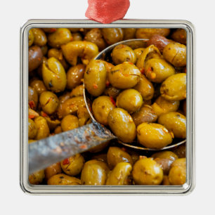 Ornement Carré Argenté Olives épicées Nocellara Etnea