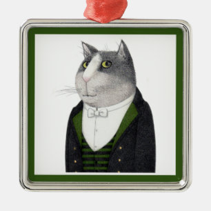 Ornement Carré Argenté ORDINATEUR Carré Premium CAT FOOTMAN
