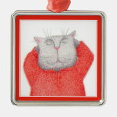 Ornement Carré Argenté ORDINATEUR Carré Premium CAT LONG JOHNS RED (Devant)