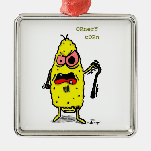 Ornement Carré Argenté Ornery Corn Ornament (Devant)