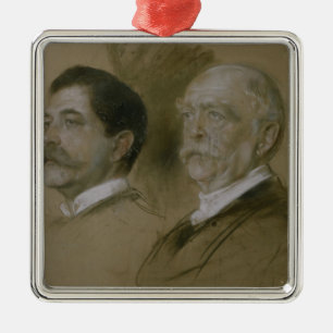 Ornement Carré Argenté Otto von Bismarck et son fils Herbert