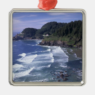 Ornement Carré Argenté OU, côte de l'Oregon, phare de Heceta Head, sur
