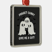 Ornement Carré Argenté Oubliez Le Bonbon Donne-Moi Un Chat Halloween Éffr (Droite)