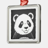 Ornement Carré Argenté Ours géant Panda (Gauche)