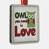 Ornement Carré Argenté Owl Love (Droite)