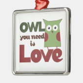 Ornement Carré Argenté Owl Love (Gauche)