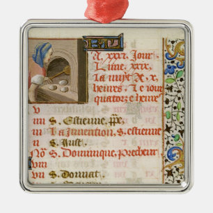 Ornement Carré Argenté Pain de cuisson, d'un livre des heures