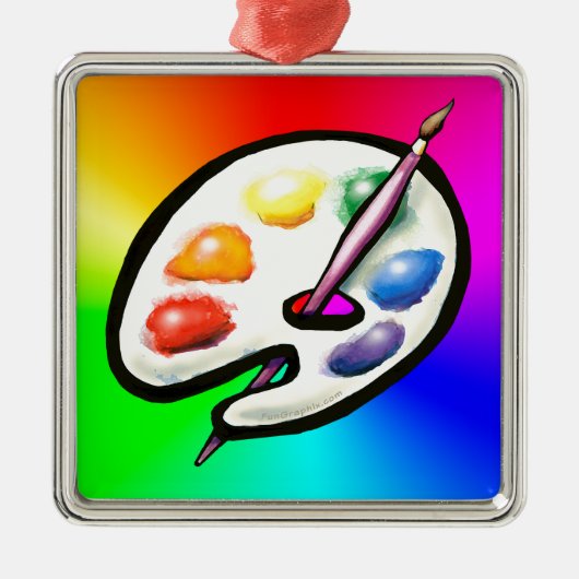 Ornement Carré Argenté Palette Artiste (Devant)