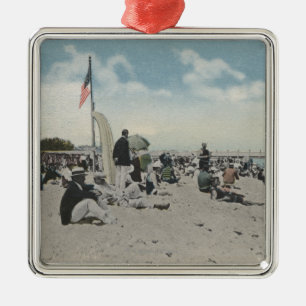 Ornement Carré Argenté Palm Beach, FL - l'heure de natation