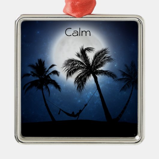 Ornement Carré Argenté Palm trees in the moonlight (Devant)