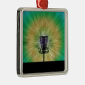 Ornement Carré Argenté Panier de golf de Tie Dye Disk (Droite)