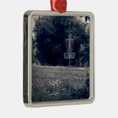 Ornement Carré Argenté Panier de golf Frisbee Disk (Droite)