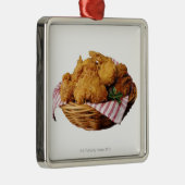 Ornement Carré Argenté Panier de poulet frit (Droite)