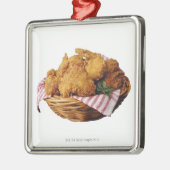 Ornement Carré Argenté Panier de poulet frit (Gauche)