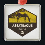 Ornement Carré Argenté Parc d'état d'Assateague Maryland<br><div class="desc">Assateague State Park est le seul parc en bord de mer du Maryland. Il est situé sur l'île d'Assateague,  une île barrière bordée par l'océan Atlantique à l'est et la baie de Sinepuxent à l'ouest.</div>