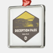 Ornement Carré Argenté Parc d'état de Deception Pass Washington (Gauche)