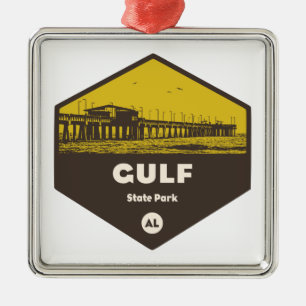 Ornement Carré Argenté Parc d'état du Golfe, Alabama