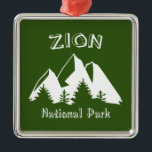 Ornement Carré Argenté Parc national de Zion<br><div class="desc">Zion National Park dans le sud de l'Utah est l'un des plus beaux parcs du système américain.</div>